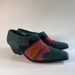 Vintage Southwestern Colorful Leather Ankle Boots